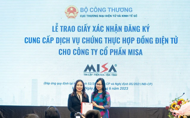 Bộ Công Thương xác nhận MISA cung cấp dịch vụ chứng thực hợp đồng điện tử